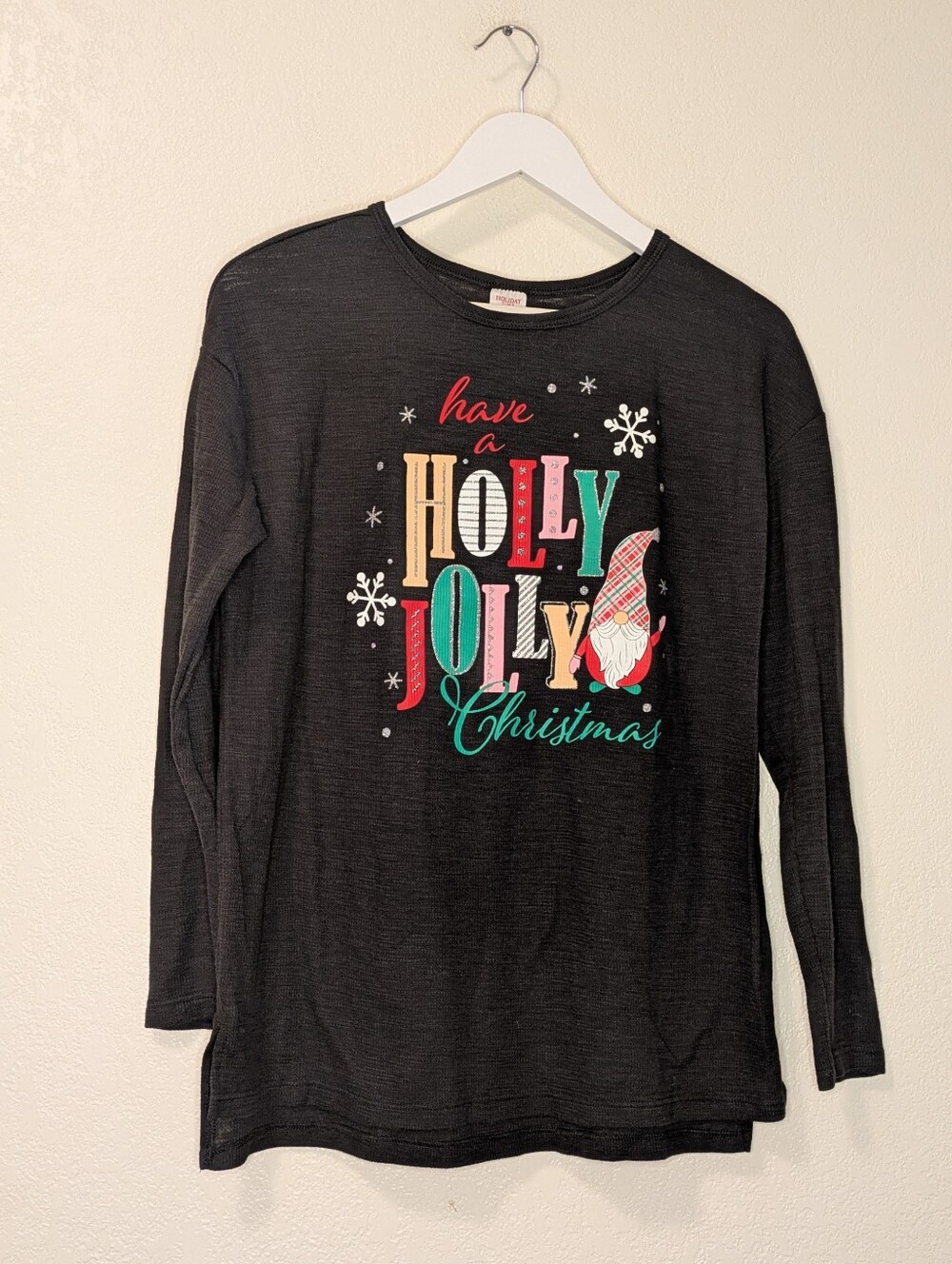 Holiday Time Black Christmas 'Have a Holly Jolly' Graphic Top